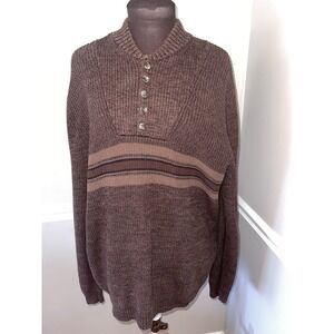 Eddie‎ Bauer Mens Brown Fisherman Henley Sweater XXL